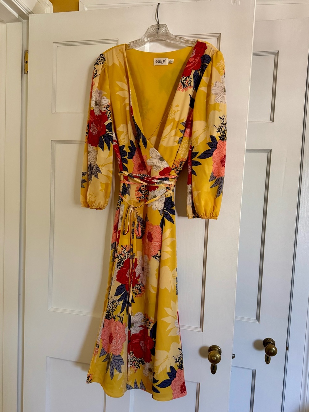 Eliza J - Yellow Floral Wrap Midi Maxi Dress (Never Worn)